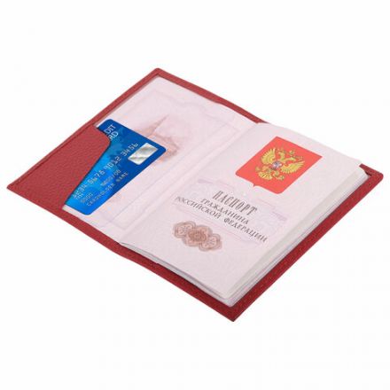 Обложка для паспорта натуральная кожа флоттер, кожаный уголок, красная, BRAUBERG, 238865 Обложка для паспорта натуральная кожа флоттер, кожаный уголок, красная, BRAUBERG, 238865