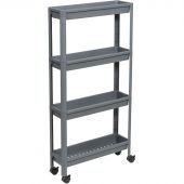 Этажерка М_VIKEA узкая 4-х ярусная на колесах, серый