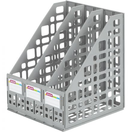 Лоток для бумаг Attache вертикальный 3 отделения серый