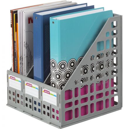 Лоток для бумаг Attache вертикальный 3 отделения серый