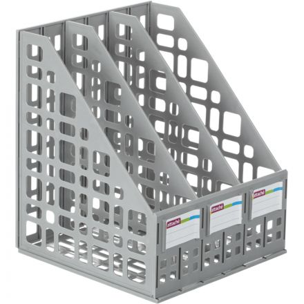 Лоток для бумаг Attache вертикальный 3 отделения серый