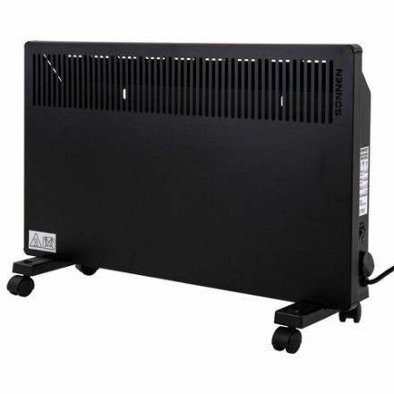 Обогреватель-конвектор SONNEN TEPLO-15, 1500 Вт, Х-образный нагревательный элемент, черный, сделано в России, 457628