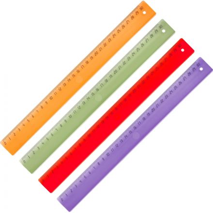 Линейка 30см Attache Economy пластик цвет прозр ассорти (крас,син,зел,оран)
