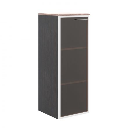 Шкаф колонка с стеклянной дверью в алюминиевой раме (L) и топом WMC 42.7(L) Дуб Сонома/Легно темный