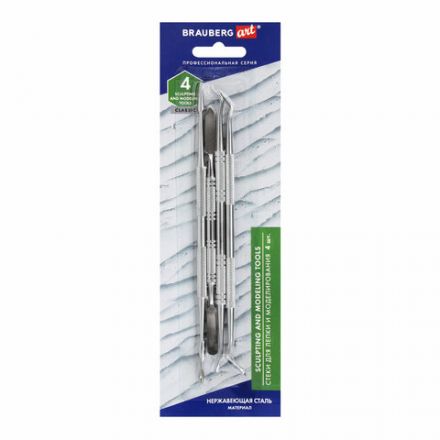Стеки для лепки и моделирования металлические НАБОР 4 шт., BRAUBERG ART CLASSIC, 271171 Стеки для лепки и моделирования металлические НАБОР 4 шт., BRAUBERG ART CLASSIC, 271171