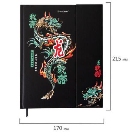 Дневник 1-11 класс 48 л., твердый, BRAUBERG, матовая ламинация, магнитный клапан, закладка-ляссе, с подсказом, "Дракон", 107245