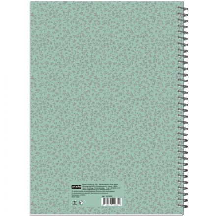 Бизнес-тетрадь А4,96л,точка,греб,обл.глянц.лам. Attache Fleur Мята