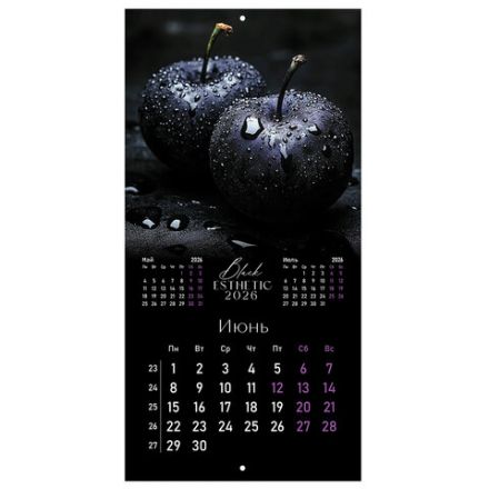 Календарь настенный перекидной 2026 г., BRAUBERG, 12 листов, 28,5х28,5 см, "Black esthetic", 116927