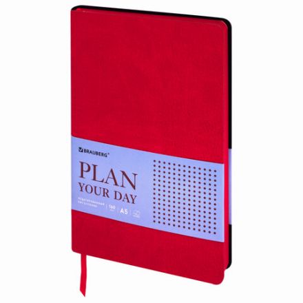 Ежедневник недатированный А5 (138х213 мм) BRAUBERG "Stylish", кожзам, гибкий, 160 л., красный, 111865