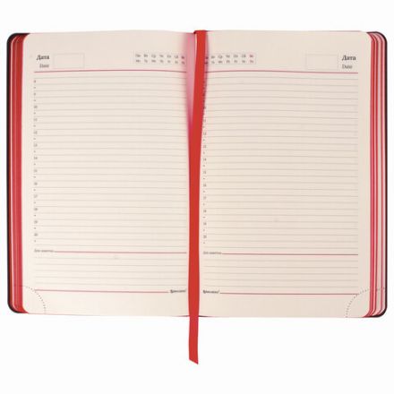 Ежедневник недатированный А5 (138х213 мм) BRAUBERG "Stylish", кожзам, гибкий, 160 л., красный, 111865