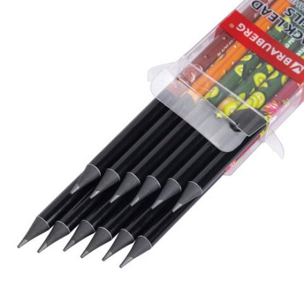 Набор карандашей чернографитных с принтом BRAUBERG "JUICY FRUIT", 12 штук, HB, с ластиком, корпус ассорти, 182034