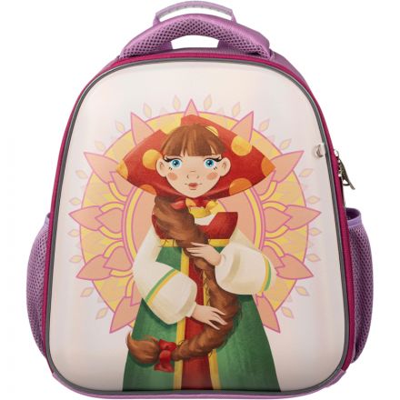 Ранец КОМУС Три богатыря Любава,Basic 2 отд.,эргоном. спинка,пайетки полиэс