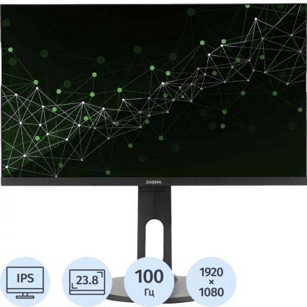 Монитор Digma 24P505F(DM24SB05)23.8/FHD/IPS/100Hz/250cd/5ms/HDMI/DP/VGA/HAS