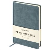Ежедневник недатированный А5 138х213 мм BRAUBERG "Status", под кожу, 160 л., серо-голубой, 113365