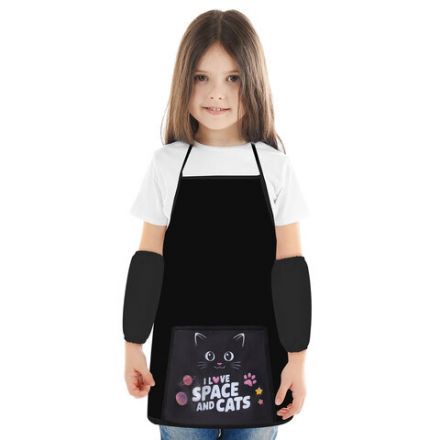 Фартук с нарукавниками для уроков труда ПИФАГОР, 1 карман, 46х54 см, "Dark kitten", 273622