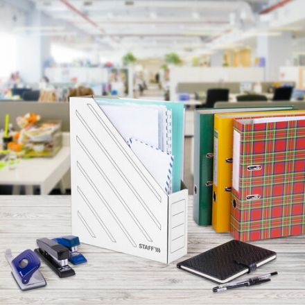 Лоток вертикальный для бумаг (260х320 мм), 75 мм, до 700 листов, микрогофрокартон, STAFF, БЕЛЫЙ, 128881 Лоток вертикальный для бумаг (260х320 мм), 75 мм, до 700 листов, микрогофрокартон, STAFF, БЕЛЫЙ, 128881