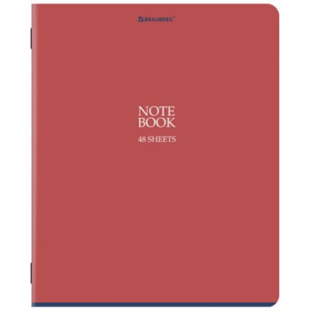 Тетрадь А5, 48 л., BRAUBERG, скоба, клетка, SoftTouch, "NoteBookMono", (микс в спайке), 405325