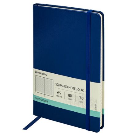 Блокнот А5 (148x218 мм), BRAUBERG "Metropolis Special", под кожу, 80 л., резинка, клетка, синий, 111574 Блокнот А5 (148x218 мм), BRAUBERG "Metropolis Special", под кожу, 80 л., резинка, клетка, синий, 111574