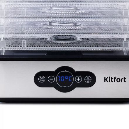 Сушилка для овощей KITFORT КТ-1914, 240 Вт, 5 поддонов, электронное управление, черная/серебристая