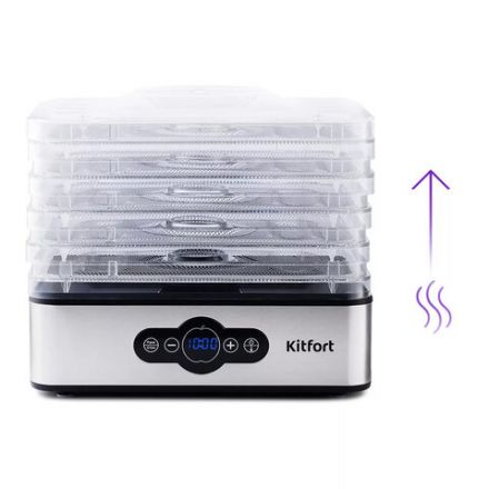Сушилка для овощей KITFORT КТ-1914, 240 Вт, 5 поддонов, электронное управление, черная/серебристая