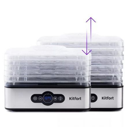 Сушилка для овощей KITFORT КТ-1914, 240 Вт, 5 поддонов, электронное управление, черная/серебристая