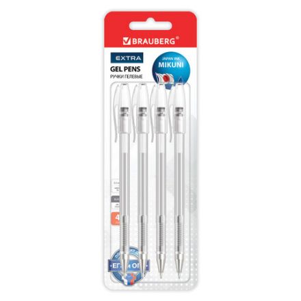 Ручки гелевые BRAUBERG "EXTRA", ЧЕРНЫЕ, НАБОР 4 штуки, узел 0,5 мм, линия 0,35 мм, 143906 Ручки гелевые BRAUBERG "EXTRA", ЧЕРНЫЕ, НАБОР 4 штуки, узел 0,5 мм, линия 0,35 мм, 143906