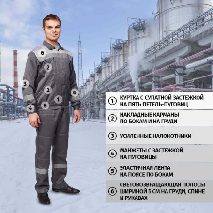 Костюм рабочий летний муж. л22-КПК т.сер./св.сер (р.52-54) 158-164 Костюм рабочий летний муж. л22-КПК т.сер./св.сер (р.52-54) 158-164