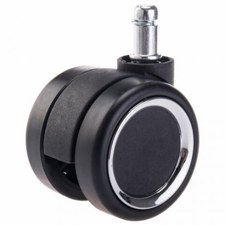 Колеса (ролики) BRABIX для кресла, прорезиненные, ХРОМ, d 60 мм, КОМПЛЕКТ 5 шт., шток d 11 мм, черные, короб, 533089