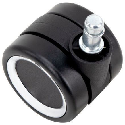 Колеса (ролики) BRABIX для кресла, прорезиненные, ХРОМ, d 60 мм, КОМПЛЕКТ 5 шт., шток d 11 мм, черные, короб, 533089