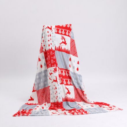 Плед новогодний 150х200 см, "Лоскутки", полиэстер, 210 г/м2, ЗОЛОТАЯ СКАЗКА, 592531