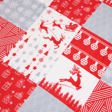 Плед новогодний 150х200 см, "Лоскутки", полиэстер, 210 г/м2, ЗОЛОТАЯ СКАЗКА, 592531