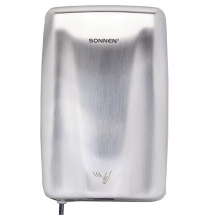 Сушилка для рук ВЫСОКОСКОРОСТНАЯ АНТИВАНДАЛЬНАЯ SONNEN K2020, 1000 Вт, 100 м/с, IPX3, 72 дБ, нержавеющая сталь, 607193