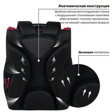 Ранец ПИФАГОР BASIC, 1 отделение, 3 кармана, эргономичная спинка, "Rocket car", 35х28х18 см, 271374