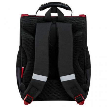 Ранец ПИФАГОР BASIC, 1 отделение, 3 кармана, эргономичная спинка, "Rocket car", 35х28х18 см, 271374