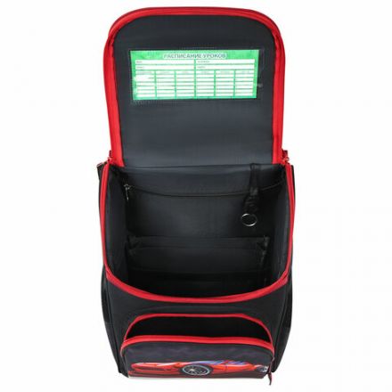 Ранец ПИФАГОР BASIC, 1 отделение, 3 кармана, эргономичная спинка, "Rocket car", 35х28х18 см, 271374