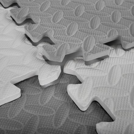 Коврик-пазл напольный 1,2х1,2 м, 16 шт., 30х30 см, толщина 1 см, серый, черный, светло-серый, ЮНЛАНДИЯ, 664817