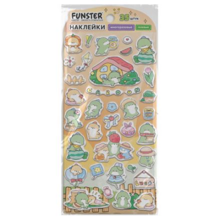 Наклейки гелевые "Зверята", 17,5х9 см, ассорти 6 видов, FUNSTER (ФАНСТЕР), 666080