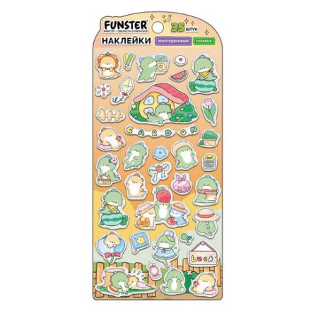 Наклейки гелевые "Зверята", 17,5х9 см, ассорти 6 видов, FUNSTER (ФАНСТЕР), 666080