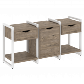 Loft Тумба на регулируемых опорах наборная. Вариант №6 VR.L-TN-6.O Тиквуд тёмный/Белый металл 1440*460*719