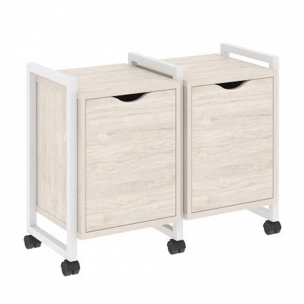 Loft Тумба на колесных опорах наборная. Вариант №2 VR.L-TN-2.K Денвер светлый/Белый металл 970*460*767