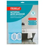 Шторка для ванной ПОЛИЭСТЕР, 180х200 см, кольца в комплекте, ГОЛУБОЙ БРИЛЛИАНТ, PRIMILA (ПРИМИЛА), 700096