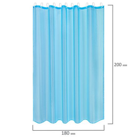 Шторка для ванной ПОЛИЭСТЕР, 180х200 см, кольца в комплекте, ГОЛУБОЙ БРИЛЛИАНТ, PRIMILA (ПРИМИЛА), 700096 Шторка для ванной ПОЛИЭСТЕР, 180х200 см, кольца в комплекте, ГОЛУБОЙ БРИЛЛИАНТ, PRIMILA (ПРИМИЛА), 700096