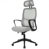 Кресло VB_Бюрократ Wise серый сетка/ткань с подголов
