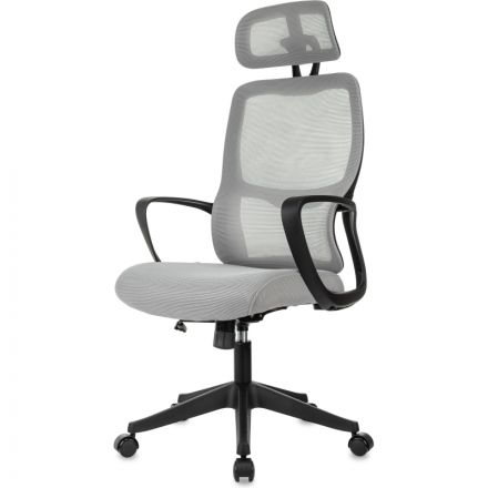 Кресло VB_Бюрократ Wise серый сетка/ткань с подголов Кресло VB_Бюрократ Wise серый сетка/ткань с подголов
