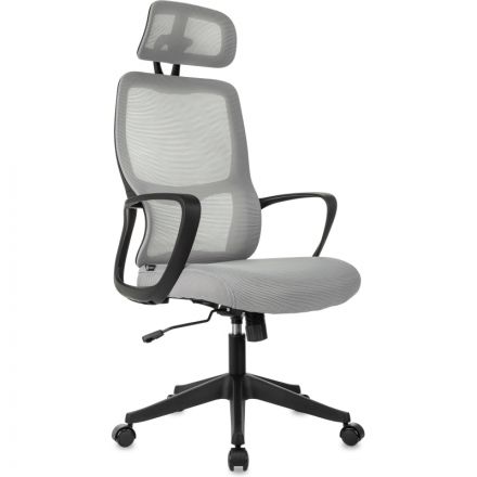 Кресло VB_Бюрократ Wise серый сетка/ткань с подголов Кресло VB_Бюрократ Wise серый сетка/ткань с подголов