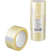Клейкая лента упаковочная прозрачная 48 мм х 100 м толщина 40 мкм (6 штук в упаковке)