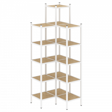 Loft Угловой внутренний стеллаж наборный VR.L-46 Тиквуд светлый/Белый металл 862*862*2280