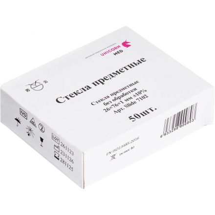 Стекло предметное 76х26х1,1 н/шлиф., 50 шт/уп 7102