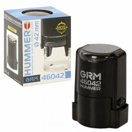 Оснастка для печатей, оттиск D=42 мм, синий, GRM 46042 Hummer, корпус черный, крышка, подушка, 121500200 Оснастка для печатей, оттиск D=42 мм, синий, GRM 46042 Hummer, корпус черный, крышка, подушка, 121500200