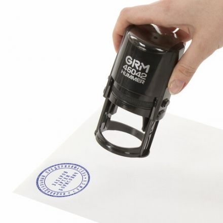 Оснастка для печатей, оттиск D=42 мм, синий, GRM 46042 Hummer, корпус черный, крышка, подушка, 121500200 Оснастка для печатей, оттиск D=42 мм, синий, GRM 46042 Hummer, корпус черный, крышка, подушка, 121500200